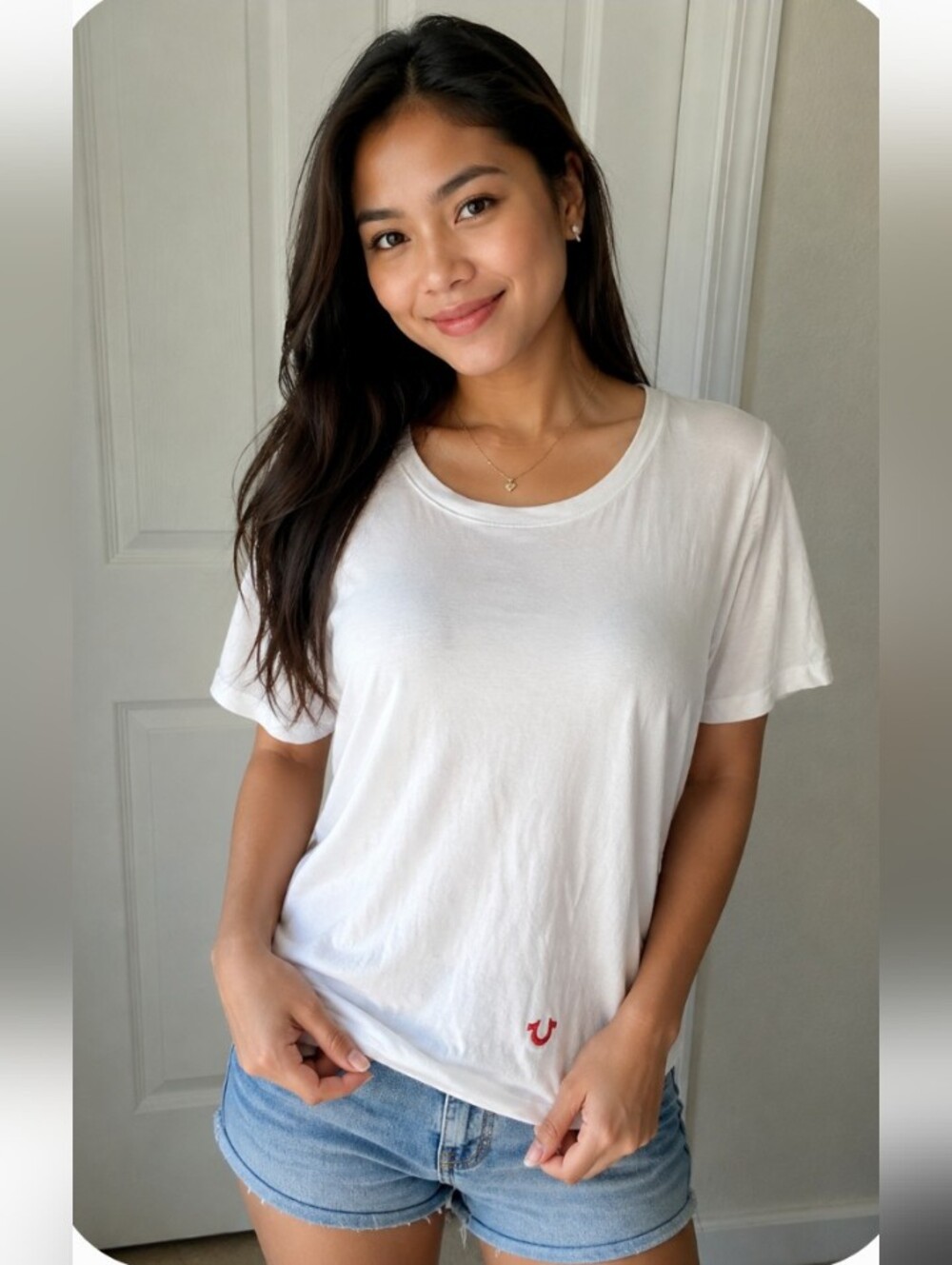 True Religion White Short Sleeve Crewneck Tee Large